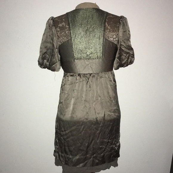 SCARCE VTG Y2K DEVELOPMENT BY ERICA DAVIES SILK LACED TRIMMED PLEATED DRESS SZ 2 - Picture 6 of 7